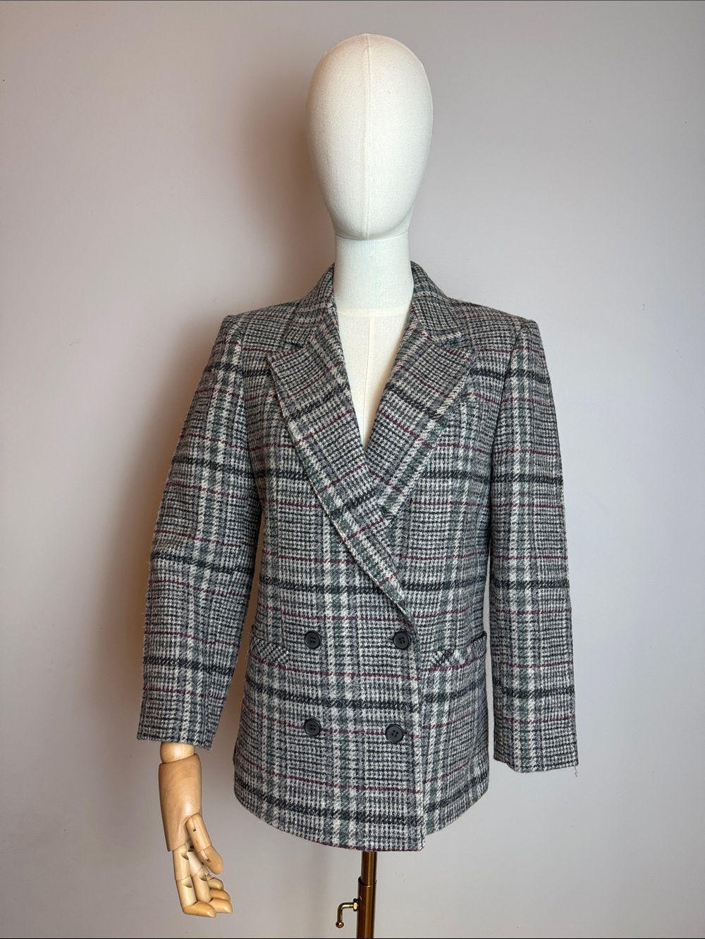 Vintage 1980s Zani Lei Made in Italy 100% Virgin Wool Plaid Blazer